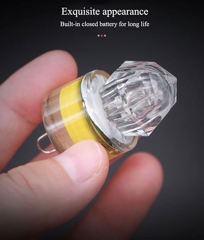 LED Fishing Light Underwater 10-Pack Deep Drop Lights Waterproof Diamond Tubular Underwater Colorful Fishing Lure Light Attractants for Tuna Swordfish