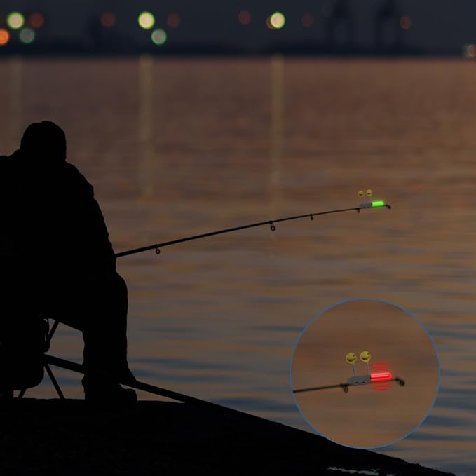 6PCS Night Fish Strike Alert Glow Stick Alert, Fishing Bite Alarm Bite Alarm, LED Fishing Alarm with Bell, Fishing Glow Sticks with 8PCS CR425 Battery