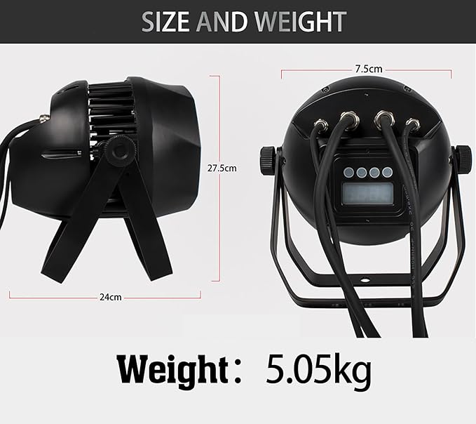 SHEHDS 200W Par Lights COB Uplights, IP65 Waterproof, Cool White + Warm White, Strobe&Wash Effect, Fanless Muted, DMX512 Control for Outdoor DJ Party Club Wedding Show