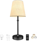 BLUEYE Rechargeable Table Lamps,Remote Control,5200mAh,2700K-6000K,No Flicker,Replaceable Bulb,450Lumens,40W Equivalent,Detachable Charging,3 Timers,White Shade,Cordless for Restaurant,1Pack,Black