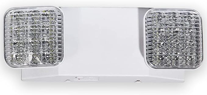 LED Emergency Lights with Battery Backup, Two Adjustable Heads Hardwired Commercial LED Exit Light, Domestic Power Outage Emergency Lighting Fixtures, AC 120/277V UL 924 Certified (1 Pack)
