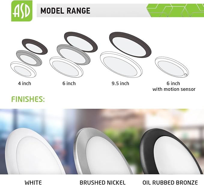 ASD 6 Inch LED Flush Mount Ceiling Light, Wet Rated Dimmable LED Disk Light, Ultra Bright 1200 LM, CRI90, J-Box or Recessed Can, White, 15W (130W Eqv.) 3000K, Energy Star, ETL