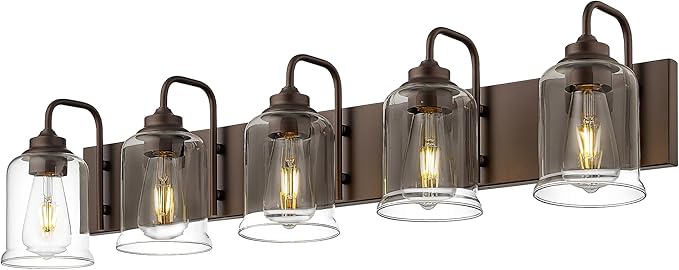 zeyu 5-Light Modern Vanity Light Fixture, 36" Bathroom Light Fixtures Wall Mount with Clear Glass, Oil Rubbed Bronze Finish, ZSL72B-5W ORB