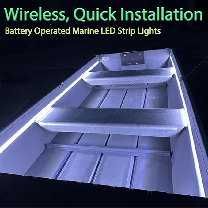 Marine LED Strip Lights with Battery Box for Pontoon Under Deck Lights, Battery Operated Boat Interior Lights for Fishing Sailboat Kayak, Boat Accessories, White, 5m (16.4ft)