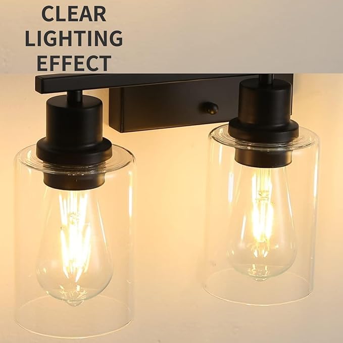 4 Pack Clear Glass Shade Replacements, Cylinder Glass Shades Lampshades Covers for light Fixtures Chandelier Vanity Wall Sconces Light Fixture
