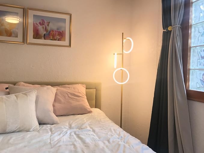 Brightech Saturn Floor Lamp, Great Living Room Decor, Tall Contemporary Standing Tree Light for Offices, Living Rooms, with 3 LED Heads for Bedroom Reading - Gold/Brass