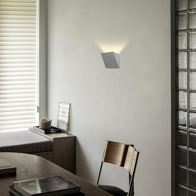 Cement Wall Sconce Fixture Industrial Concrete Wall Lamp with Geometric Design E14 Hardwired Modern Wall Light for Living Room Bedroom Hallway Home Decor(Warm Light,25 * 24cm)