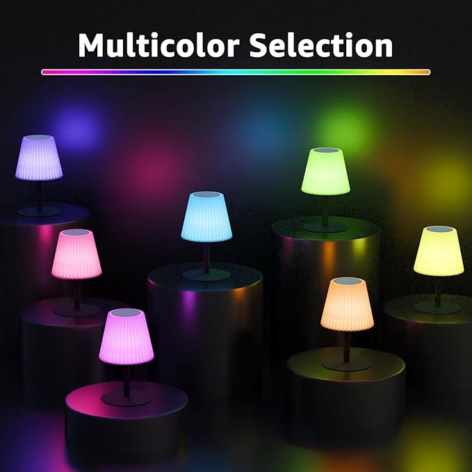 UUFFOO Shower Lamp | Dual Speaker Pairing, IP44 Waterproof Outdoor Table Lamp with RGB, Rechargeable Battery Operated Cordless Night Light for Inside Shower Bathroom Patio Garden Balcony Party Bedroom