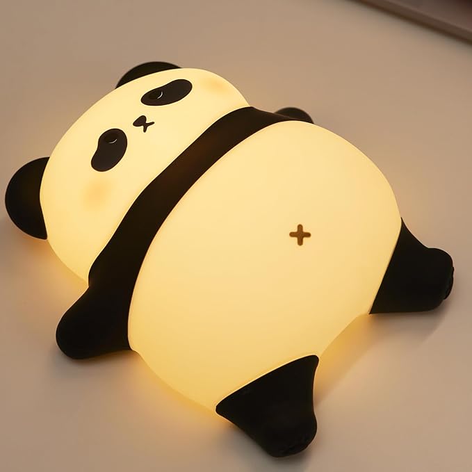 Voice Control Panda Night Light, 6 Colors 30-Minute Timer, Cute Animal Silicone Nursery Night Light Rechargeable Table Lamp Bedside Lamp with Touch Sensor for Baby Holiday Gift for Boys & Girls