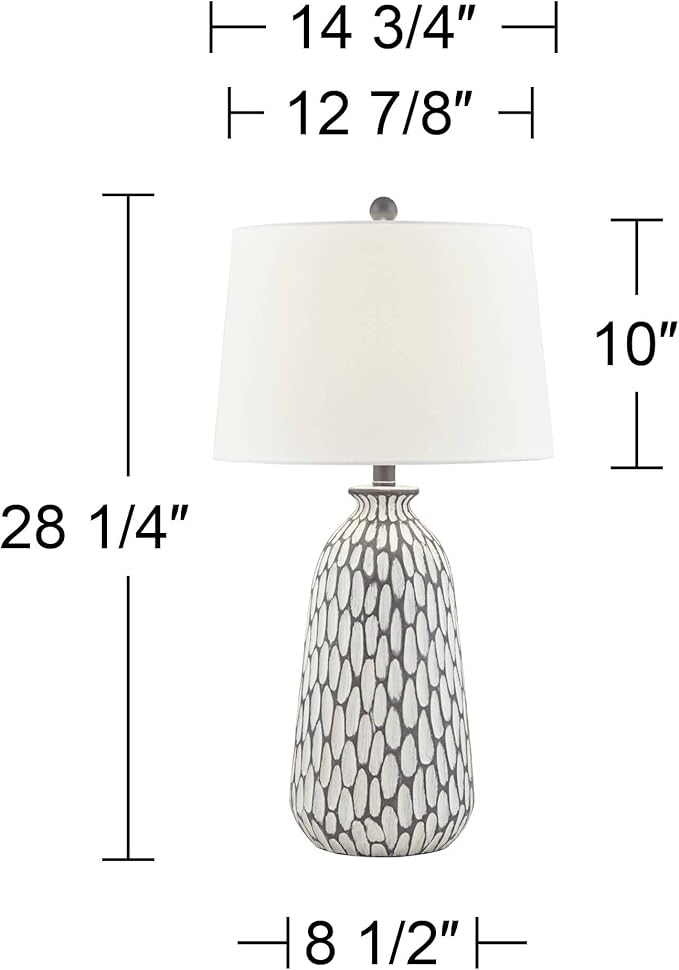 360 Lighting Carlton Modern Coastal Table Lamps 28 1/4" Tall Set of 2 Gray Wash Off White Fabric Tapered Drum Shade for Living Room Bedroom House Bedside Nightstand Home Office Family