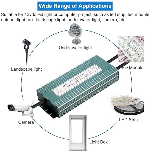 LED Driver 400 Watts 110V/120V AC to 12V DC 33.3A Power Supply Waterproof Low Voltage Transformer Converter for Indoor Outdoor LED Lights
