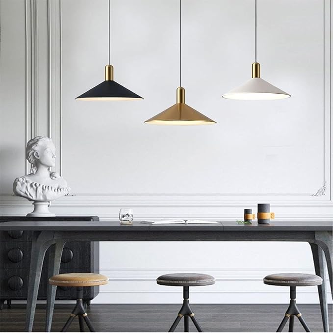 KCO Lighting Farmhouse Matte Black Barn Pendant Light 1-Light Mid Century Dome Pendant Lighting Industrial Cone Hanging Light Single Kitchen Island Light Fixture for Dining Room (Black)