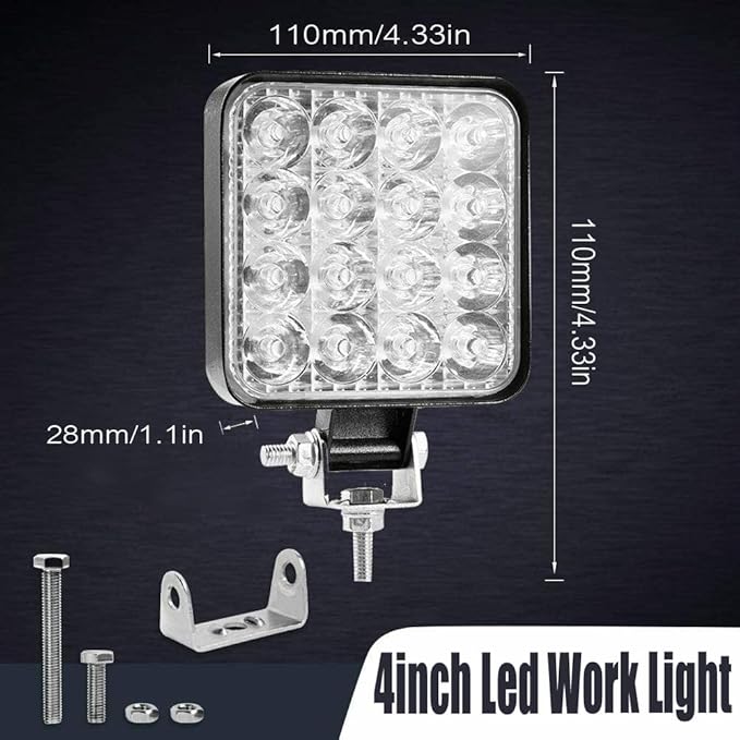 LED Pod Lights 20Pcs 4 Inch Square Tractor Work Lights 48W 12V Led Light Bar Off Road Lights for Truck ATV UTV RV RZR Boat Pickup Golf Cart Snow Blower