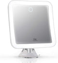 Fancii Rechargeable 10x Magnifying Mirror with 3 LED Light Settings, Dimmable Touch Light, Cordless, Locking Suction Mount, Lighted Mirror for Bathroom or Travel, Mira 2 (White)