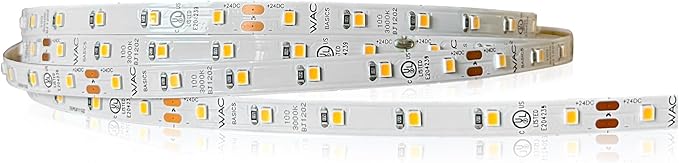 WAC Lighting T24-BS1-100-30WT, Basics 24VDC LED Tape Light 3000K 1.2W per Foot 100ft Reel Field Cuttable Every 2in Fully Dimmable Contractor Quality for Kitchens, Undercabinet, Task, and Cove Lighting