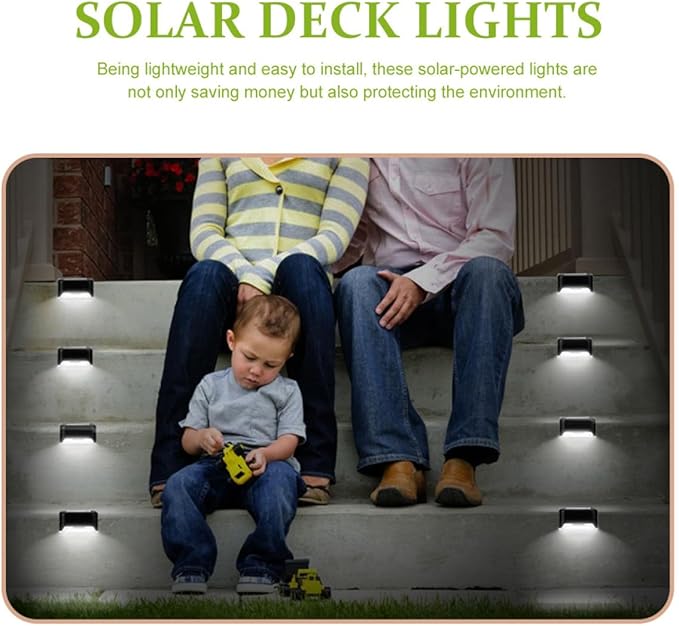 6Pcs Solar Garden Lights Outdoor Fence Lamps for Patio Deck Wall LED Solar Pathway Lighting for Safety and Decorative Courtyard Use