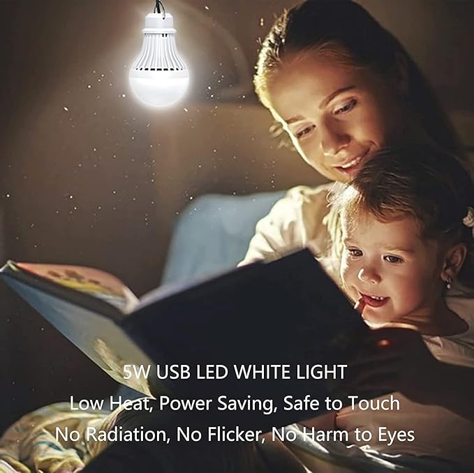 4 Pack USB LED Camping Lantern, 8.2 ft Extra Length Cord Tent Light with USB Y-Cable, Portable LED Bulb for Garage, Warehouse, Car, Truck, Fishing Boat, Room Emergency Light, White