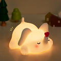 Sweet Heart Elephant Night Light, LED Squishy Novelty Animal Cute Lamp, Food Grade Silicone Nightlight, Dimmable Light Up Elephant Decor for Room College, Boys Girls White Elephant Gifts