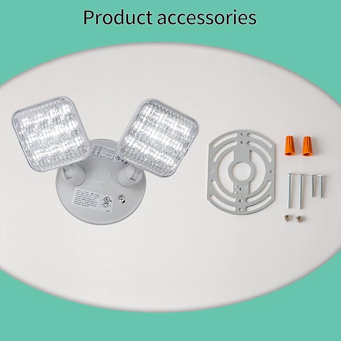 CM MZY Emergency Remote Head Lighting, Double Head Emergency Light, UL Listed, Multi Voltage 3.6 to 24 Volt Input, 2 by 3 Watts, 2 by 180 Lumen, Square，1 Pack