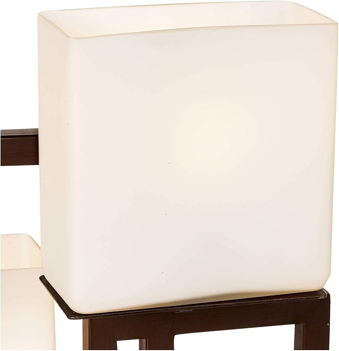 Possini Euro Design Lighting on The Square Modern Table Lamp 24" High Roman Bronze Brown Geometric Metal Opal White Glass Shade for Bedroom Living Room House Home Bedside Nightstand Office Family