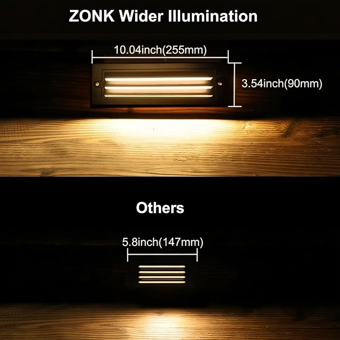ZONK 110V-240V LED Outdoor Indoor Stair Step Lights, 6W IP65 Waterproof 3000K Non-dimmable Deck Retaining Wall Lights for House, Garden,Garage, Pack of 3