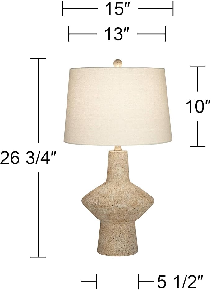 360 Lighting Cozumel 26 3/4" Tall Geometric Rustic Mid Century Modern Coastal Table Lamps Set of 2 Beige Living Room Bedroom Bedside Nightstand House Office Home Reading Off-White Shade