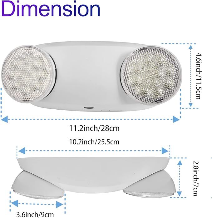 TANLUX LED Emergency Lights with Battery Backup, UL Listed, AC 120/277V, Hardwired Emergency Exit Light Fixtures for Business - 4 Pack(White)