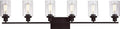 MELUCEE 6-Light Bathroom Vanity Light Fixture Vintage Industrial Oil Rubbed Bronze Wall Sconce Lighting with Clear Glass Shade for Living Room Bedroom Kitchen (Patent No.: US D963914 S)