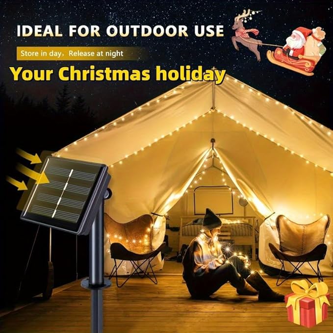 Solar String Lights for Outside, 66FT 200 LED Outdoor Solar Fairy Lights Waterproof 8 Modes, Xmas Tree Light for Patio Garden Party Backyard Wedding Holiday Decor, Warm White