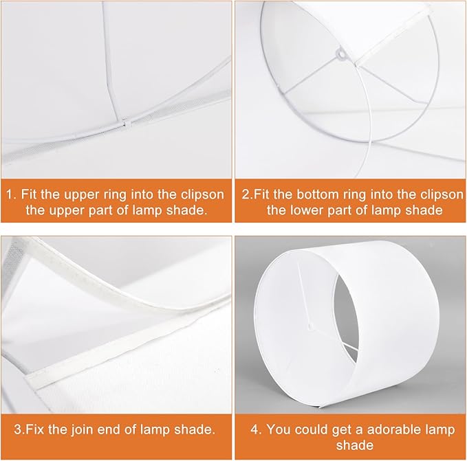 White Lamp shades Set of 2, Drum Tall LampShades 13" Top x 13" Bottom x 10" Height, Lamp Shades for Table Lamps & Floor Lamps & Bedside Lamps Replacement, Natural Linen Lampshades Easy Assembly