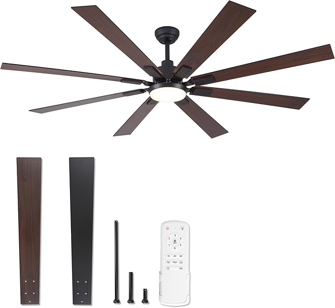ZMISHIBO 72 inch Oil Rubbed Bronze Ceiling Fans with Lights and Remote, Indoor/Outdoor Farmhouse Ceiling Fan for Living Room Patio, 6 Speed Reversible Quiet DC Motor, 3CCT, Dual Finish Blades