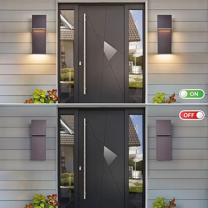 Outdoor Wall Lights Modern Exterior Lighting Fixtures, 3000K Integrated LED, Wall Sconce Lighting 2 Packs, Bronze Outside Wall Mount Lights for House Front Door Porch Garage Patio