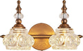 Bathroom Vanity Light Fixtures, 2-Light Vintage Crystal Bathroom Lighting, Matte Brushed Antique Brass Finish, Vintage Wall Sconce Light with Crystal Glass Shade