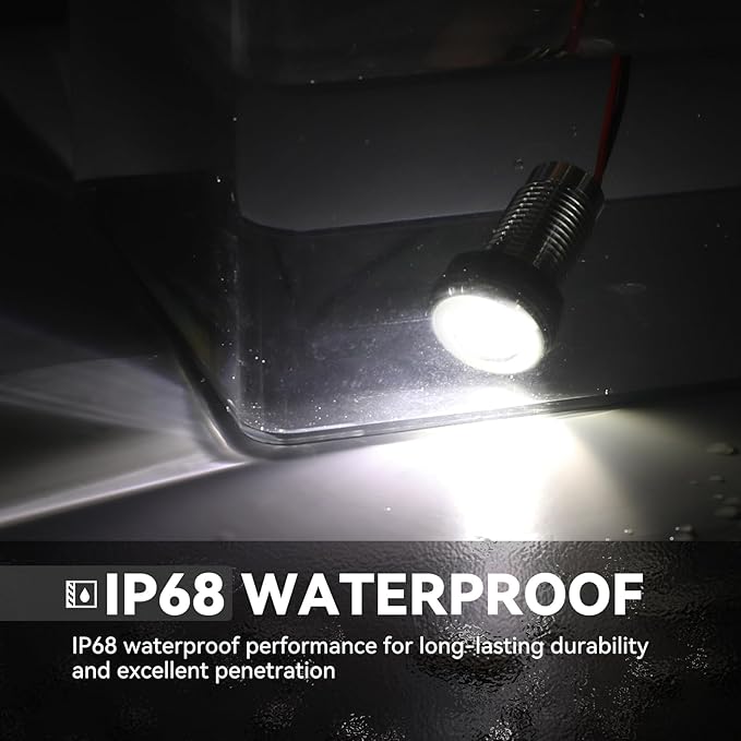 Boat Interior Lights, Waterproof Marine Led Boat Lighting, Night Fishing Lighting, Courtesy Transom Cabin Stern Cockpit Navigation LED Lights For Pontoon Bass Jon Jet Ski Kayak (White 4PCS)