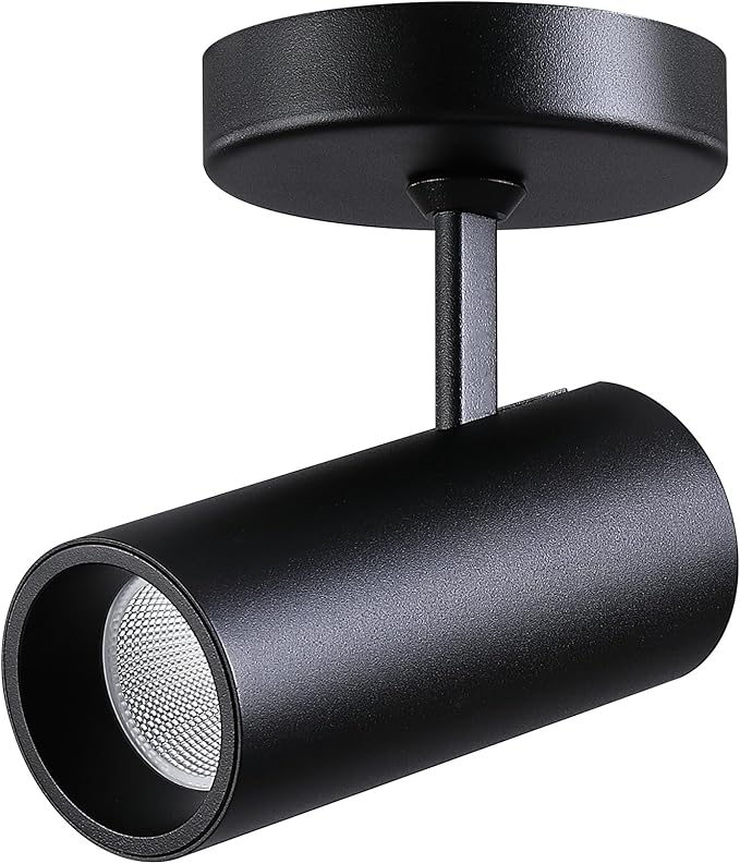 12W LED Dimmable Ceiling Spotlight Indoor - Adjustable Surface Accent Lamp for Corridor, Living Room, Warm White 3000K, CRI 97, Anti-Glare Picture Artwork Spot Light, Black 2 Packs