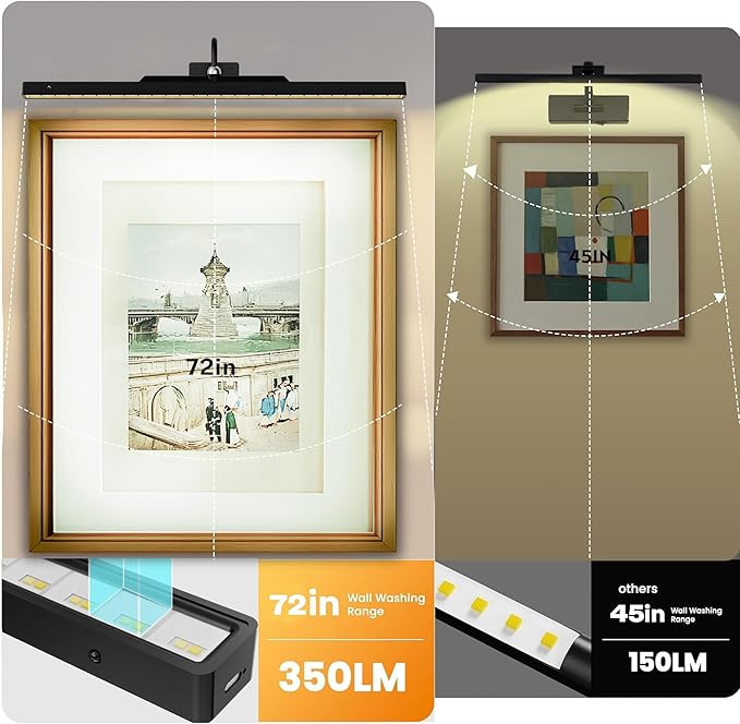 24 Inch Picture Light - Black Battery Operated Wireless Wall Sconce with Remote & Timer for Paintings, Gallery, Mirror & Artwork