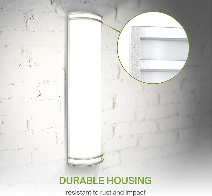 ASD 24 Inch Smart RGBW LED Outdoor & Indoor Wall Mount Light Fixture - Nickel RGB Wall Sconce Exterior Lighting - 120-277V 23W 2700-6500K Dimmable, Remote Control, Alexa - Front Door, Patio ETL 2 Pack
