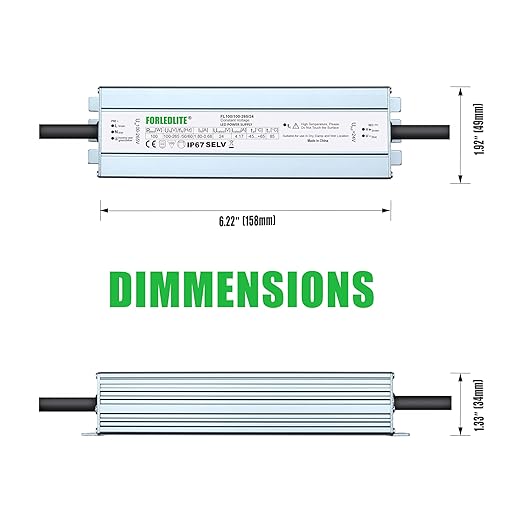 Wide Input 100~265V AC to DC 24V 100W Output IP67 Waterproof Constant Low Voltage LED Power Supply Transformer Driver with Preparation Input Plug for Outdoor Indoor LED Lights