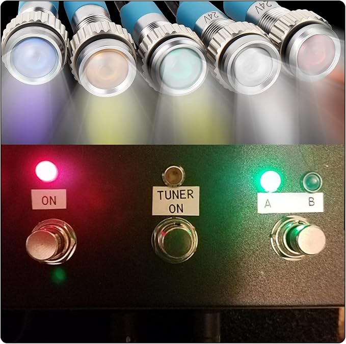GASHER 12V/24V/110V 20mA Energy Saving Indicator Light Mounting Hole Size 6mm Green Yellow Red Blue White (24V) 5 PCS