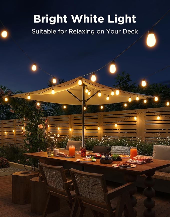 Govee S14 Bulb Outdoor String Lights 2, 144ft Smart RGBIC Warm White Patio Lights with 15 LED Bulbs, 111 Scene Modes for Outdoor Decor, Upgraded IP66 Compatible with Alexa, Google, Matter, APP Control