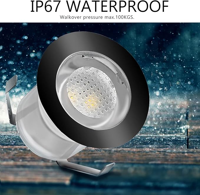 Low Voltage LED Deck Light Kit Stainless Steel Waterproof Recessed Wood Decking Stairs Garden Yard Patio Decor Lamp Black Border Outdoor LED Lighting (Cool White, 10pcs)