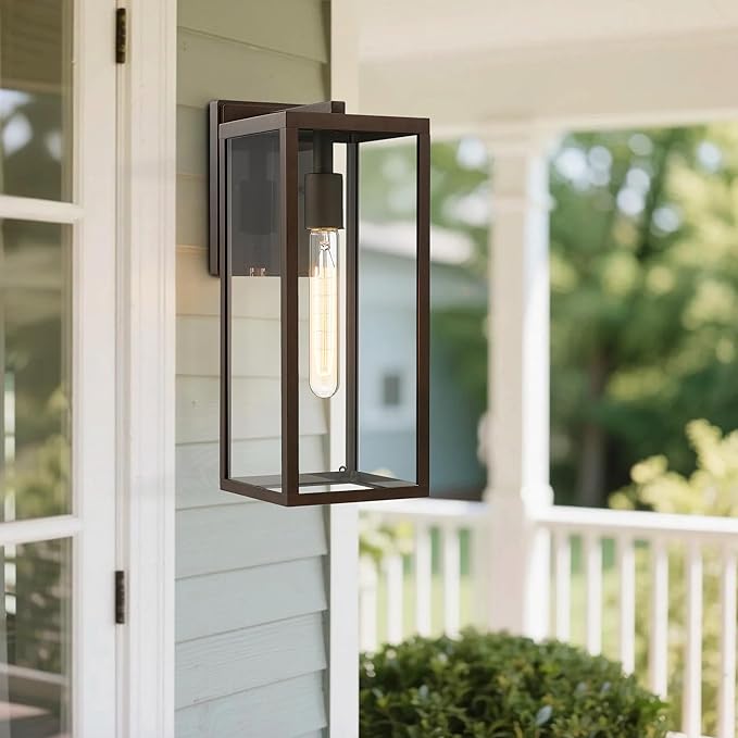 Bestshared Outdoor Wall Sconce Lights,Exterior Wall Lighting Fixtures with Clear Glass, Anti-Rust Outside Lantern Lamp for House Front Porch Doorway Patio(Oil-Rubbed Bronze,2PACK)