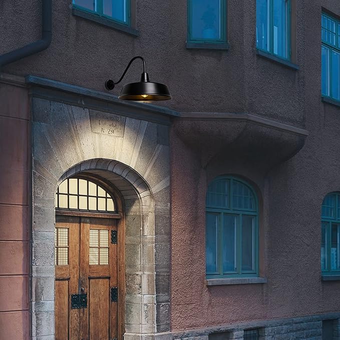 Outdoor Gooseneck Barn Light - Exterior Fixture Sconce Wall Light for Farmhouse, Dusk to Dawn Sensor Front Door Porch Garage Patio Lighting (21 inch（2 PCS）)
