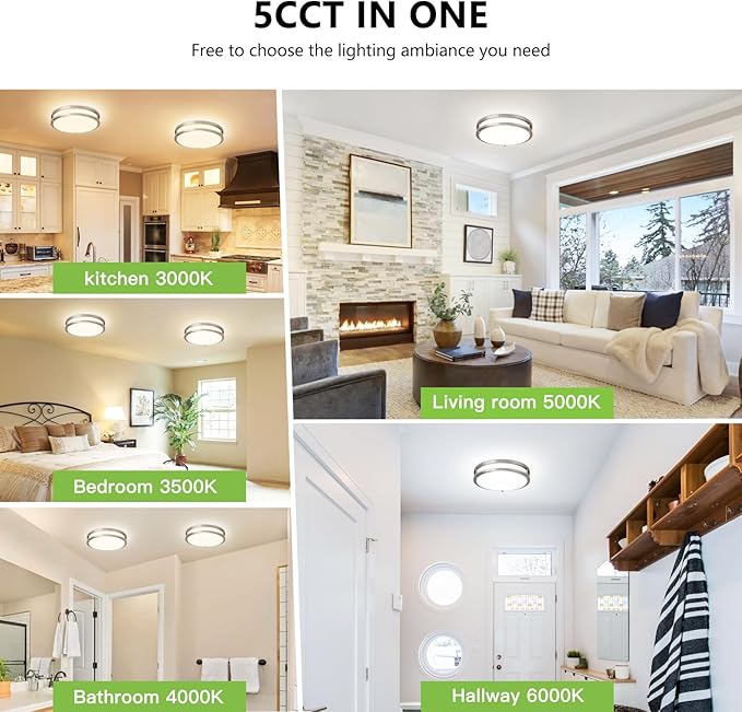 13 Inch Flush Mount Ceiling Light - 2 Pack 36W 3000K/3500K/4000K/5000K/6000K Dimmable Led Ceiling Light Fixture for Kitchen Hallway Bedroom Bathroom