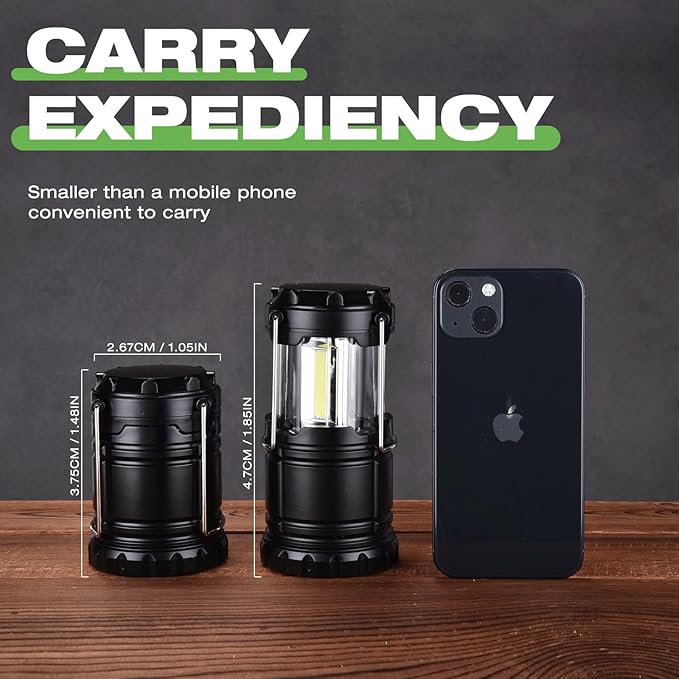 Lantern Collapsible Camping Light, Battery Operated Lanterns LED Super Bright for Power Outages Indoor Emergency Outdoor Camping Hiking Kit (COB-2)