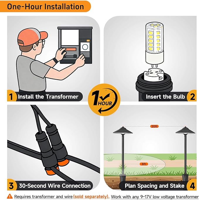 Gardenreet Brass Low Voltage Landscape Lighting - 12V LED Path Light IP65 Waterproof, Pathway Outside Lights for Yard Walkway Garden with 3W 3000K Soft White G4 Replaceable Bulb (12 Pack)