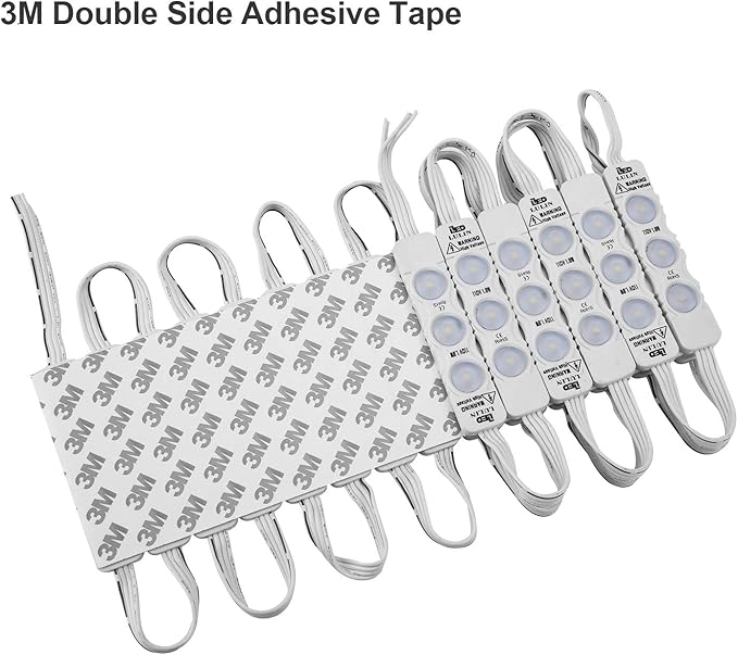 Lulin Upgraded 100PCS Led Module Strip Lights White, 54ft AC110V SMD 3 LED Module Light for Letter Sign Advertising Signs Storefront Garage with Tape Adhesive Backside