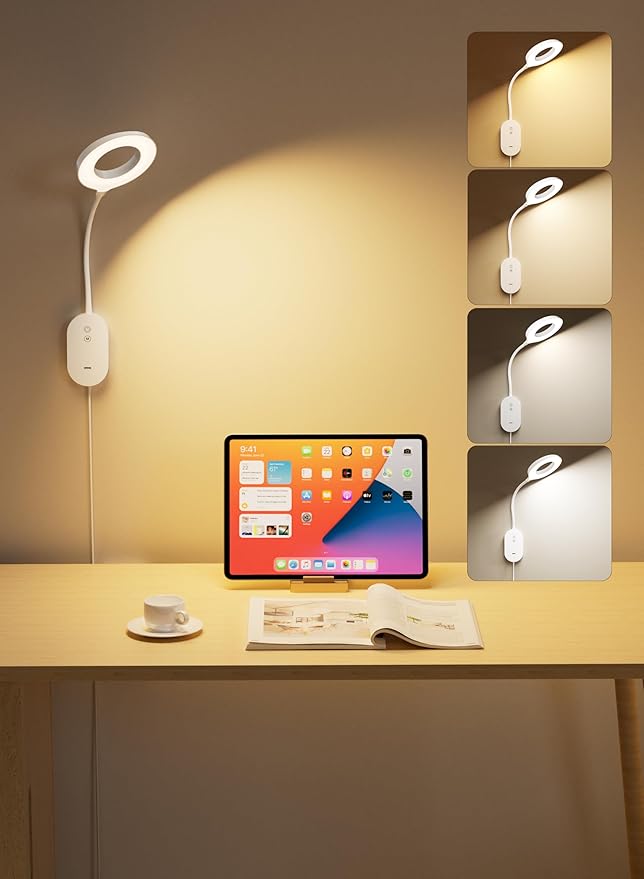 deeloop LED Wall Mounted Reading Light, Book Light for Reading in Bed with 10W USB Output Fast,Touch Control, 4 Color Modes 5 Dimmable, 4-Hour Auto Off Memory Function Headboard Bed Lights (White)