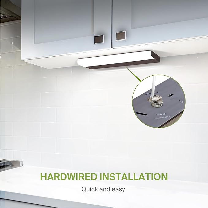 ASD 18 Inch Hardwired LED Under Cabinet Light, On/Off & 5CCT Switch 2700K-5000K, 10W 807LM CRI90+, Direct Wire Low Profile Linkable Fixture, Dimmable Under Counter Kitchen Lighting, Bronze, UL