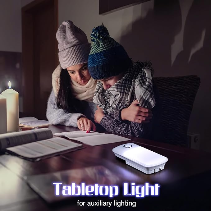Enhon Emergency Power Failure Night Lights, 5-in-1 Multi Color LED Light, Rechargeable Flashlight with Foldable Plug, Automatic On Off Motion Sensor for Bedrooms, Hallways, Black Outs (2 Pack)